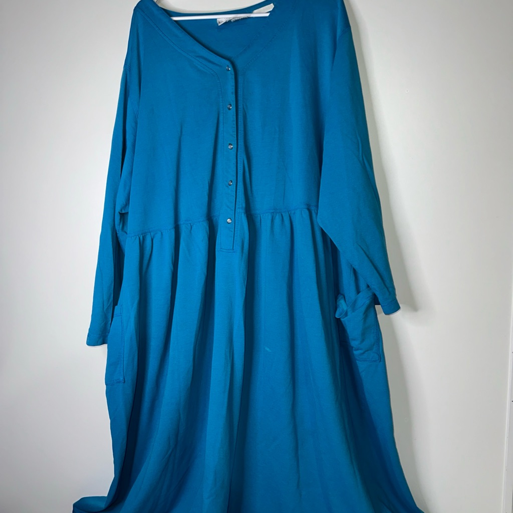 Woman Within Teal Maxi Dress With Button Front